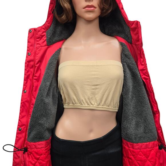 L.L. Bean Winter Warmer Insulated Hooded Coat XL Reg. Red Zip & Snap Closure - Picture 7 of 12